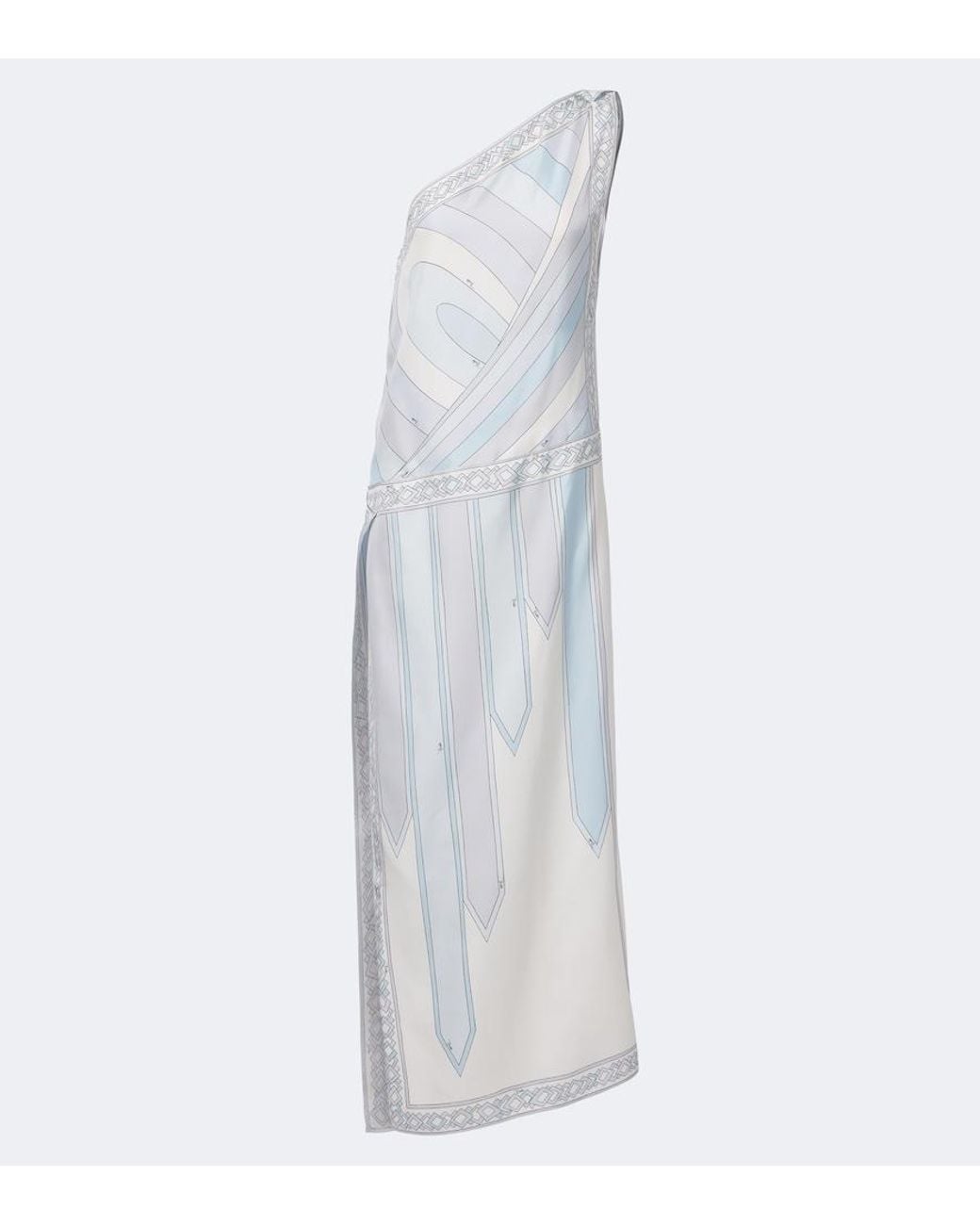 Emilio Pucci White Iride One-Shoulder Silk Twill Gown
