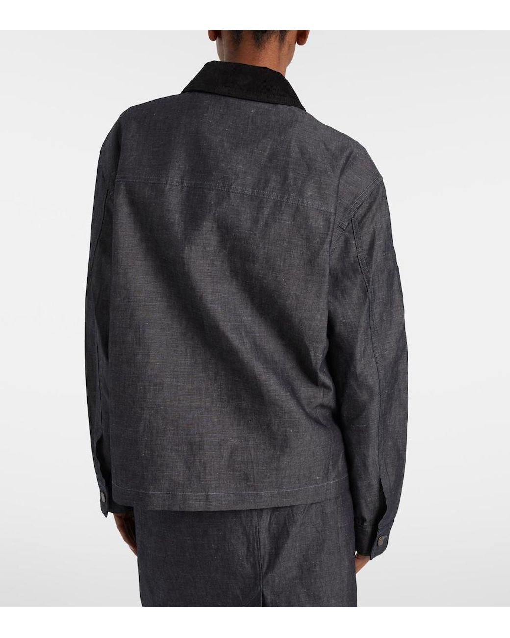 Prada Black Cotton And Linen Chambray Jacket