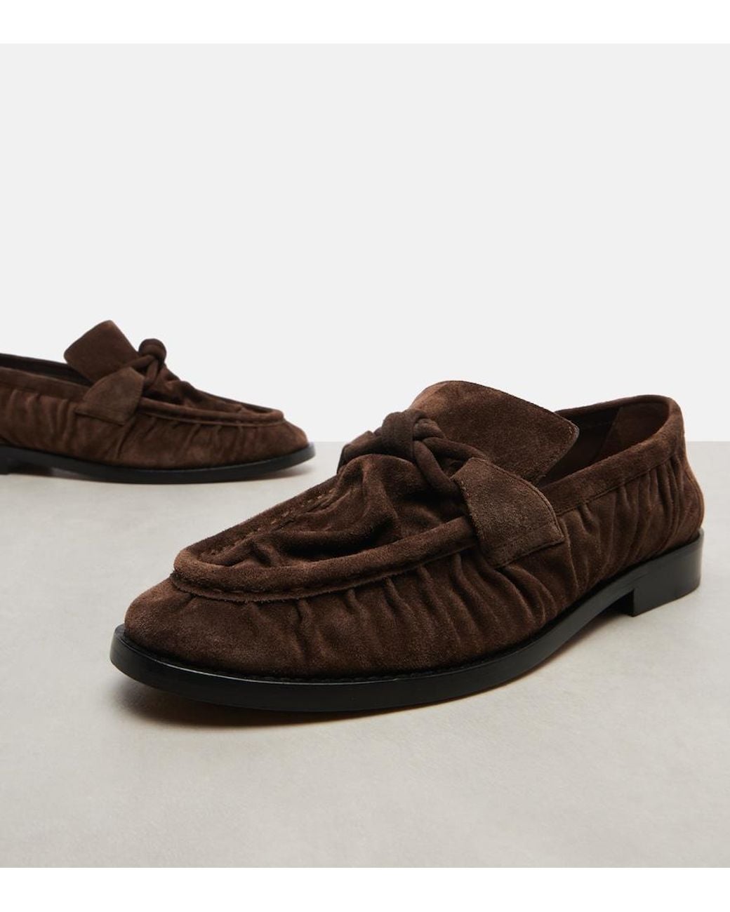 Bottega Veneta Brown Astaire Knot Suede Loafers