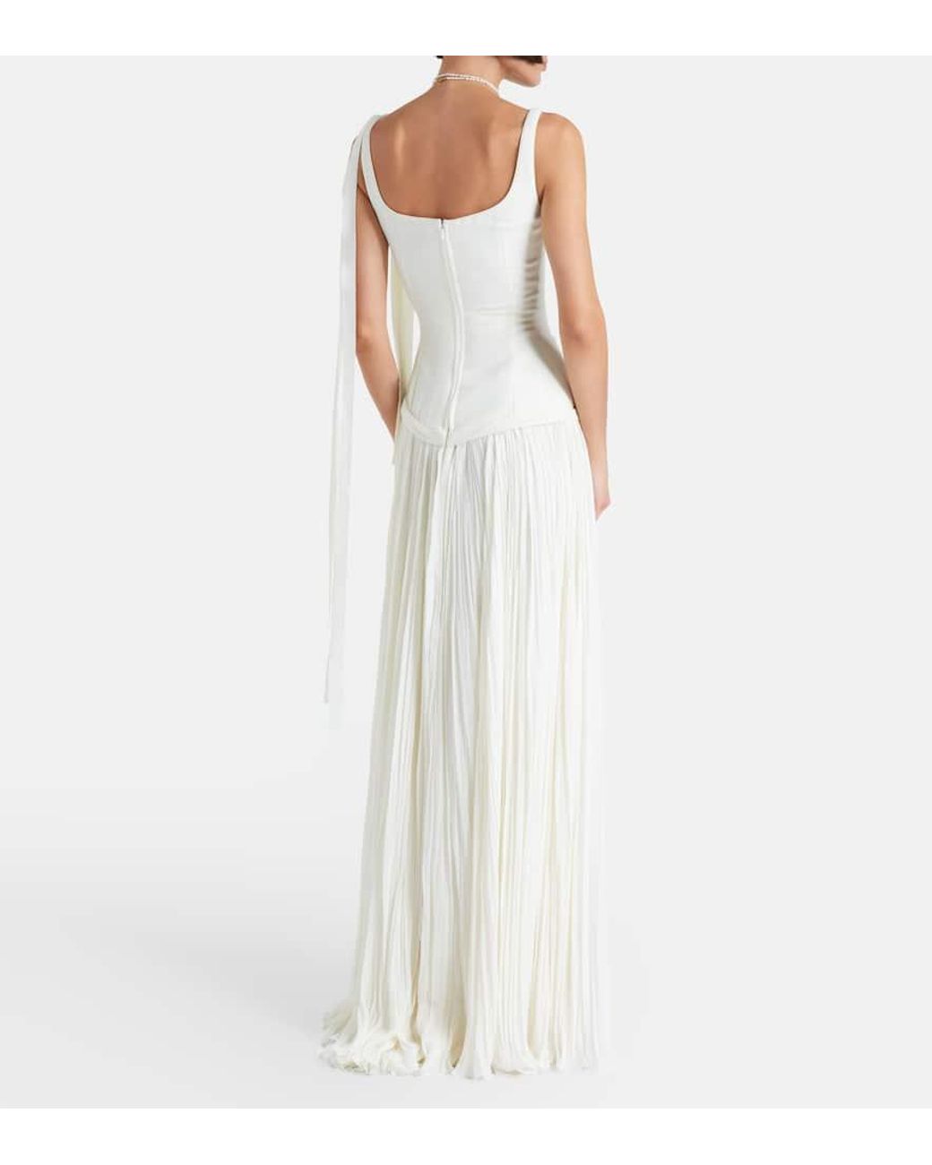 Marmar Halim White Robe Ana Aus Crepe Und Chiffon