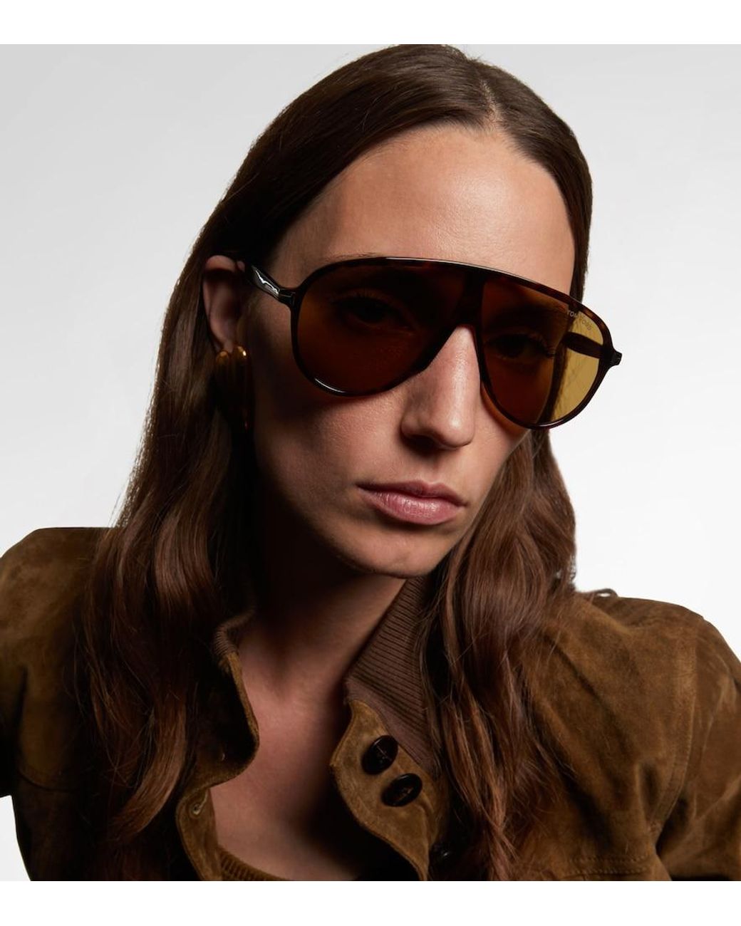 Tom Ford Brown Vladimir T Icon Aviator Sunglasses