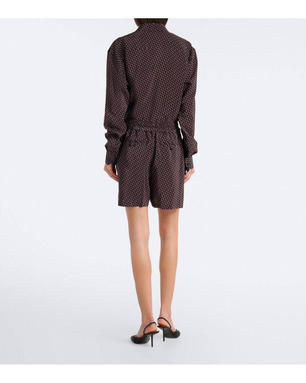 Saint Laurent Black Cassandre Printed Silk Shorts