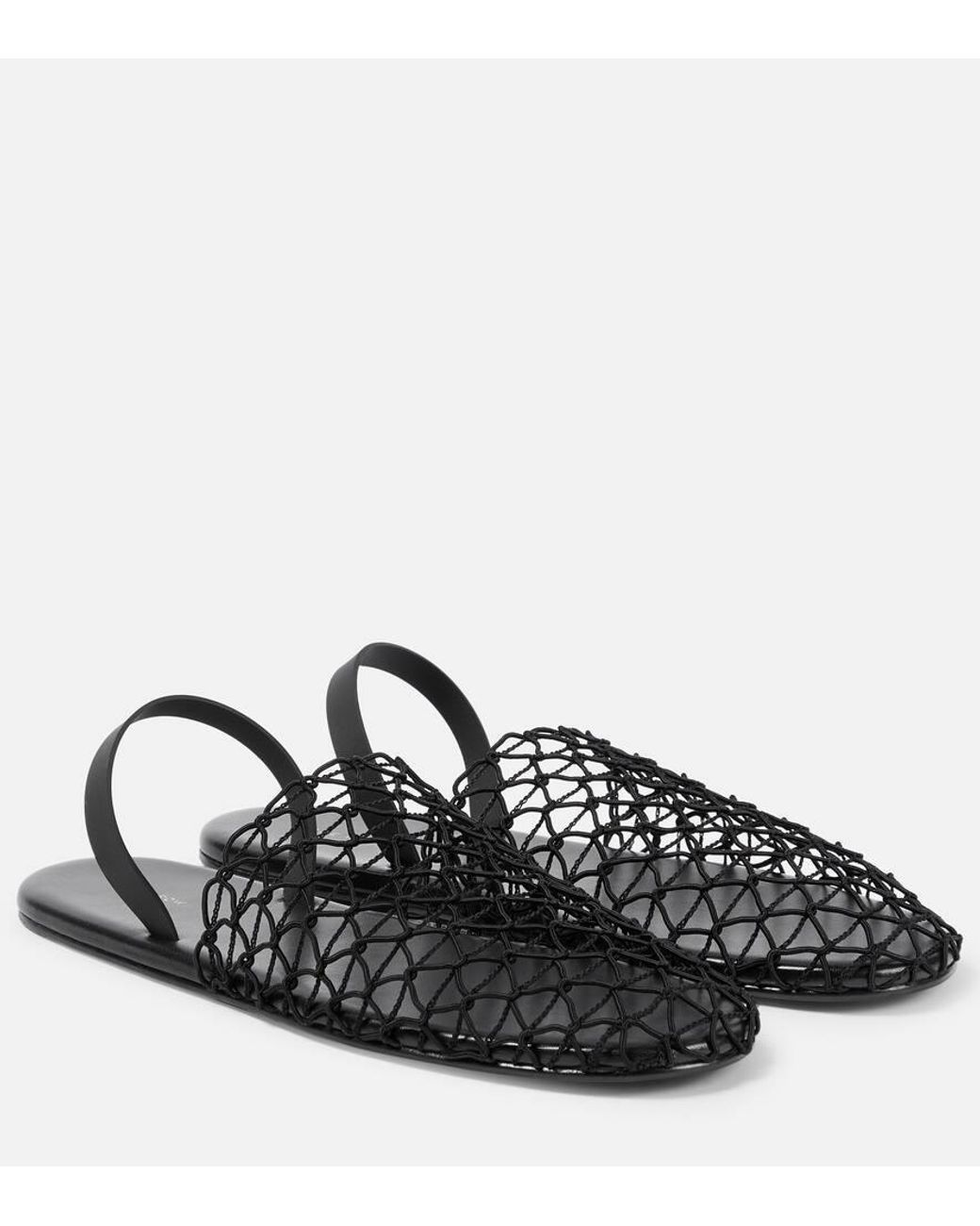 The Row Crochet Slingback Slippers in Black | Lyst