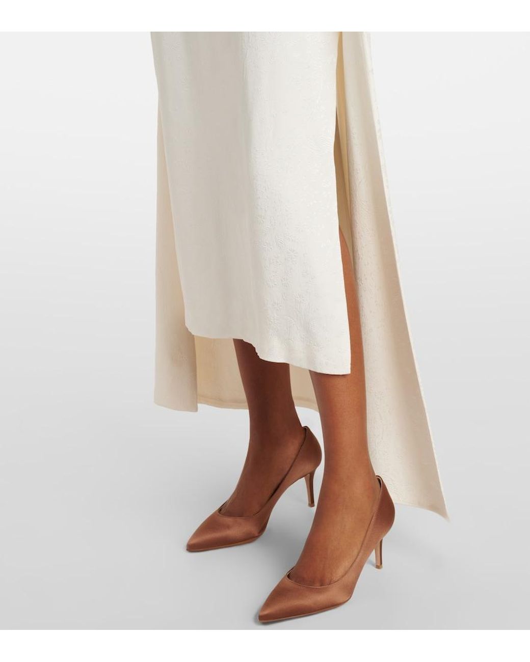 Markarian White Felice Caped Jacquard Midi Dress