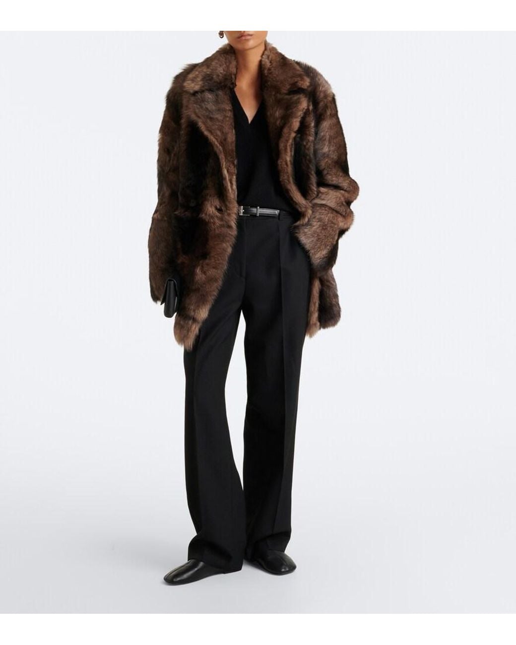 Arma Brown Altina Reversible Shearling Peacoat