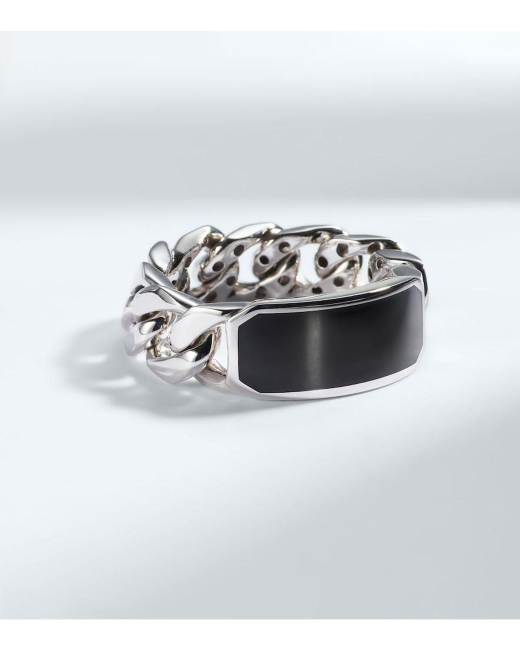 SHAY White Id Link 18Kt Ring With Onyx for men