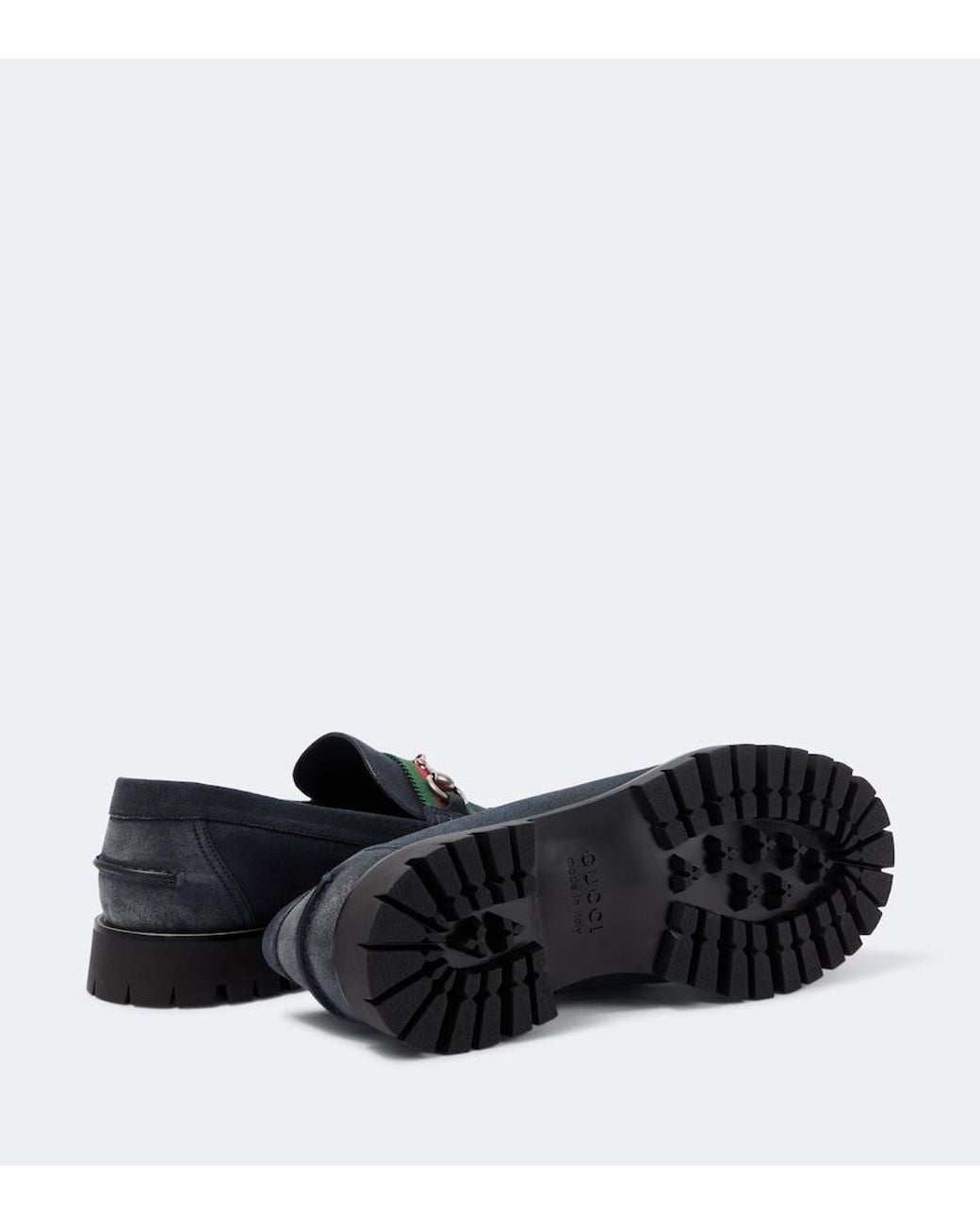 Gucci Blue Horsebit Suede Loafers for men