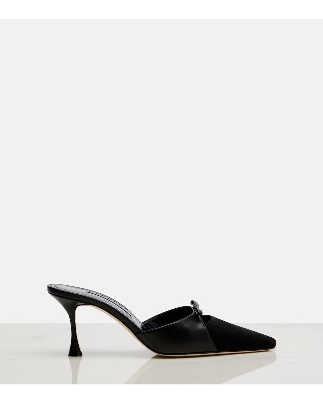 Manolo Blahnik Black Tapidpla Leather Mules