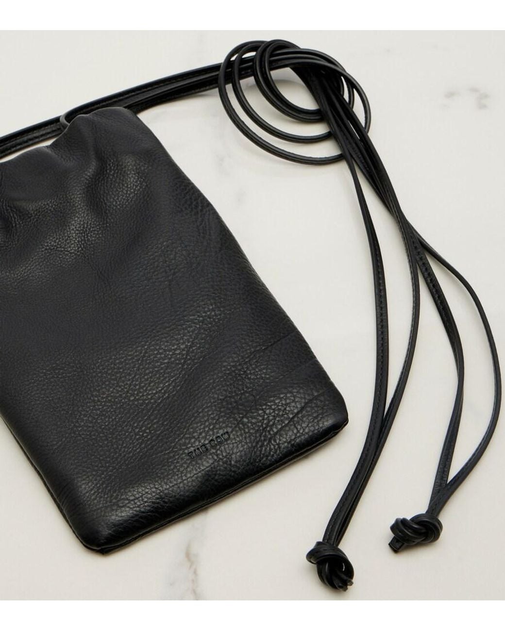 The Row Black Smartphone-Etui Bourse Aus Leder