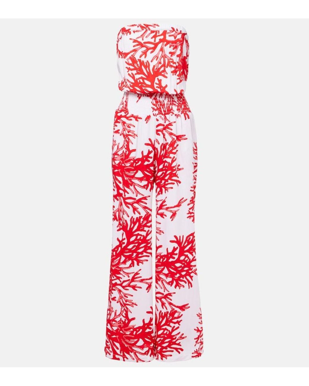 Melissa Odabash Red Naomi Printed Strapless Jumpsuit