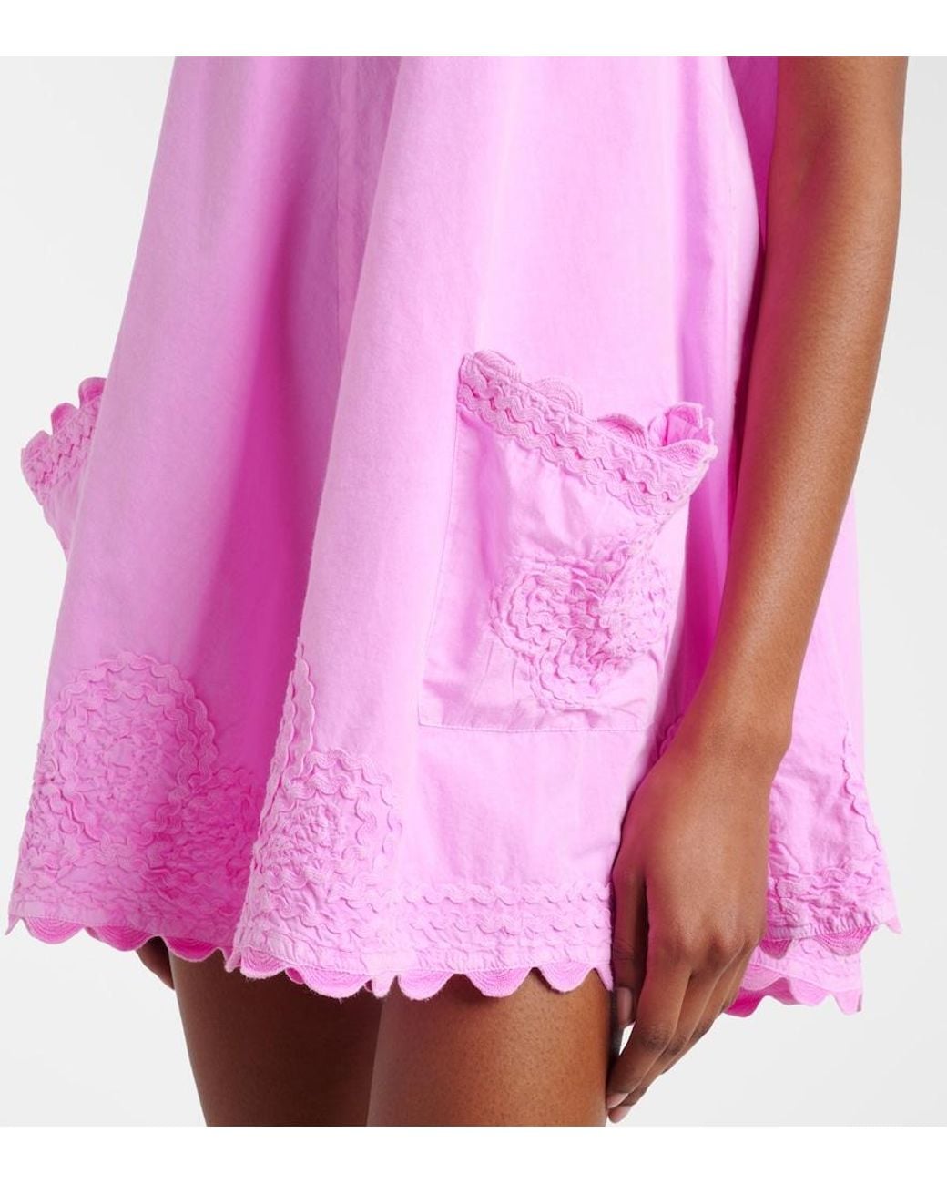 Juliet Dunn Pink Embroidered Cotton Poplin Minidress
