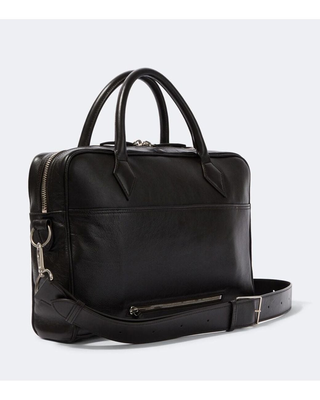 Metier Black Closer Slim Leather Briefcase for men