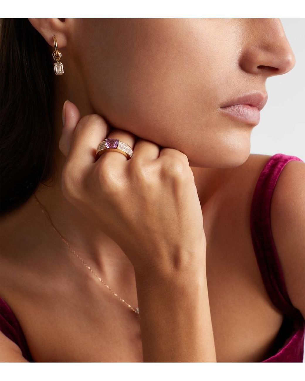 Anita Ko White 18Kt Ring With Sapphire And Diamonds