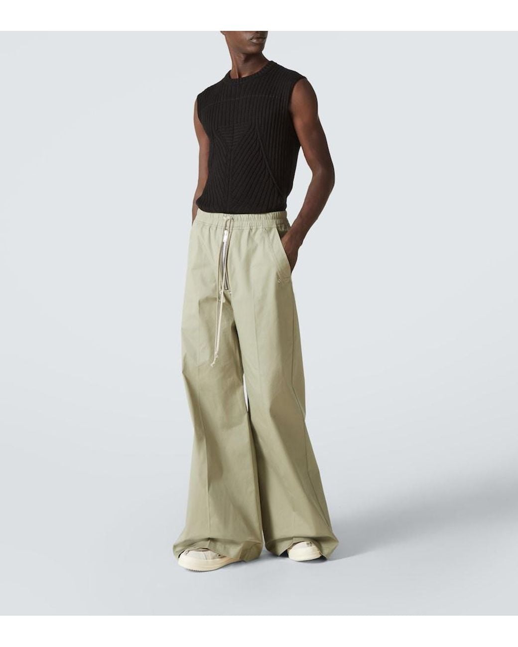 Rick Owens Natural Bela Cotton Poplin Wide-Leg Pants for men