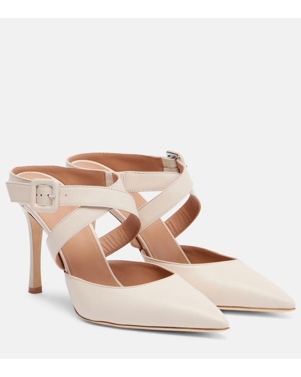 Malone Souliers Natural Evelyn 90 Leather Mules