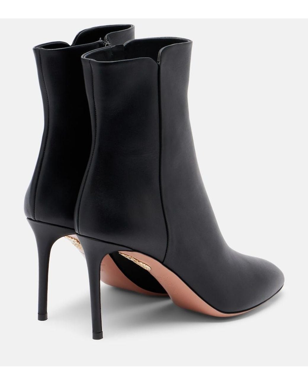 Aquazzura Black Sellier 85 Leather Ankle Boots