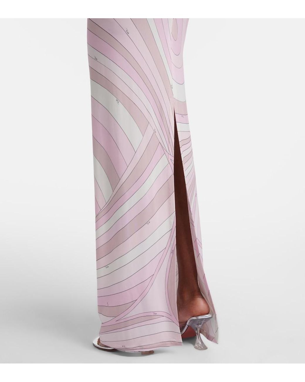 Emilio Pucci Pink Iride Halterneck Satin Jersey Maxi Dress