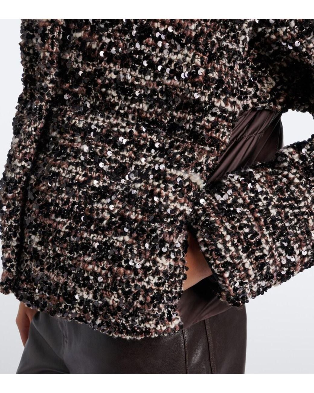 Moncler Black Poetique Sequined Boucle Down Jacket