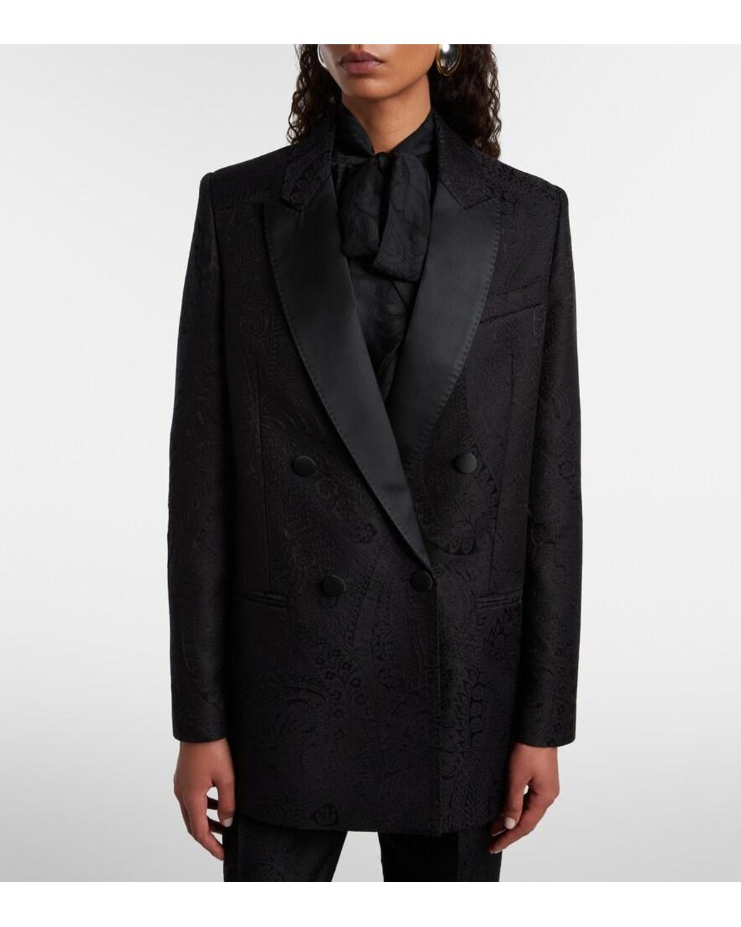 Etro Black Double-Breasted Blazer
