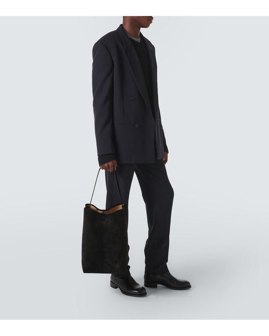 The Row Black N/S Park Large Suede Tote Bag for men