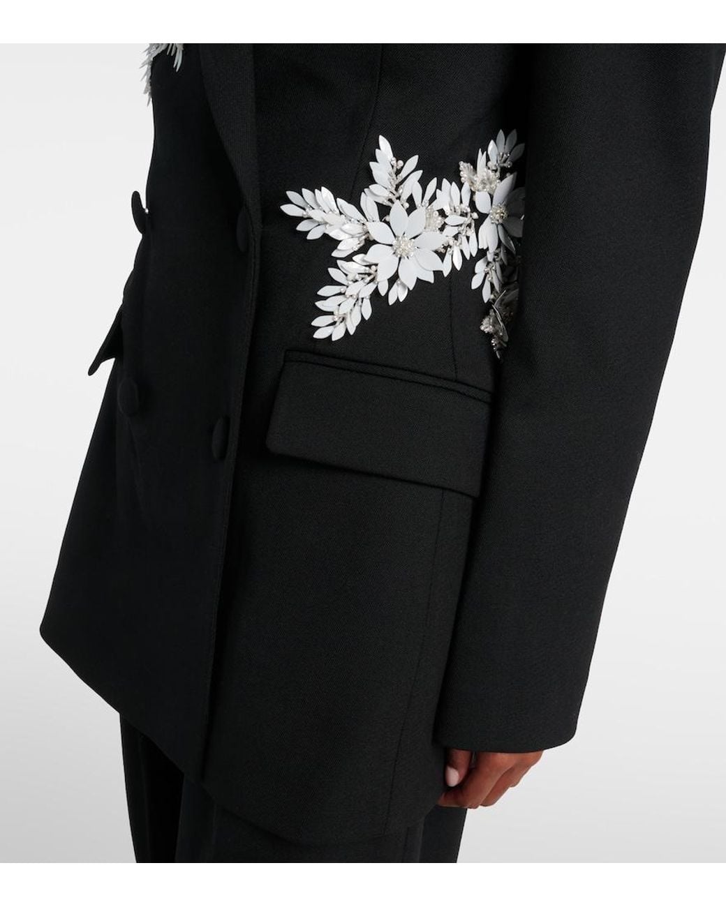Rebecca Vallance Black Danna Floral-Applique Blazer