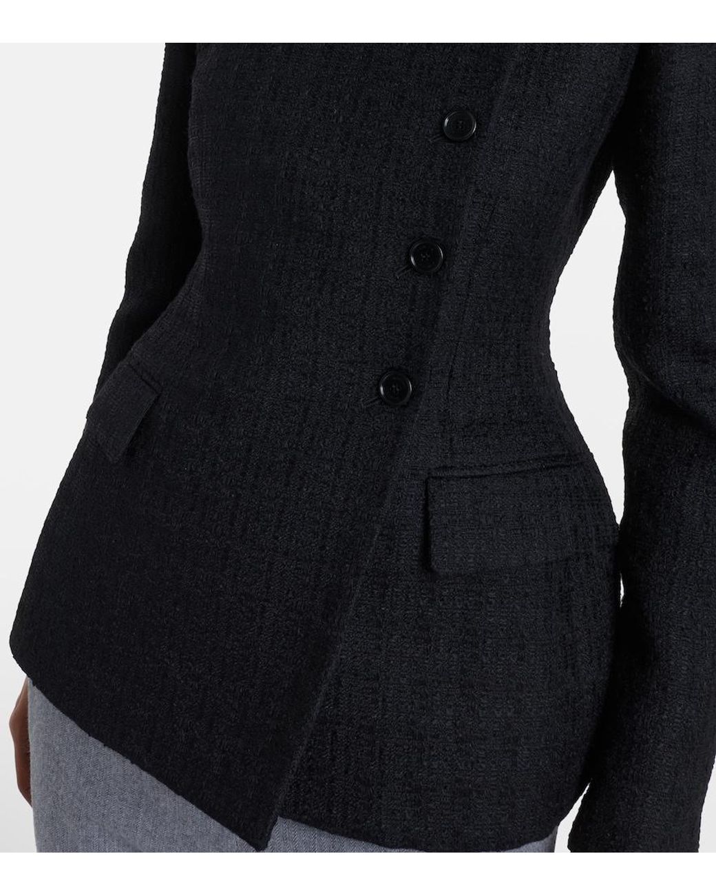 McQueen Black Wool And Mohair Tweed Jacket
