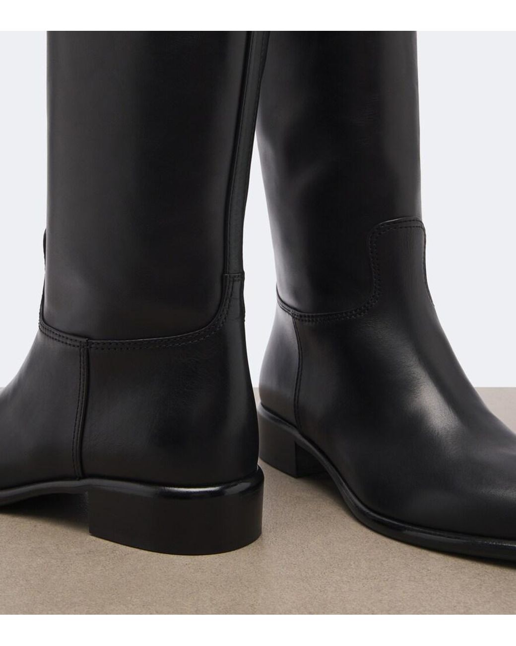 Prada Black Leather Knee-High Boots