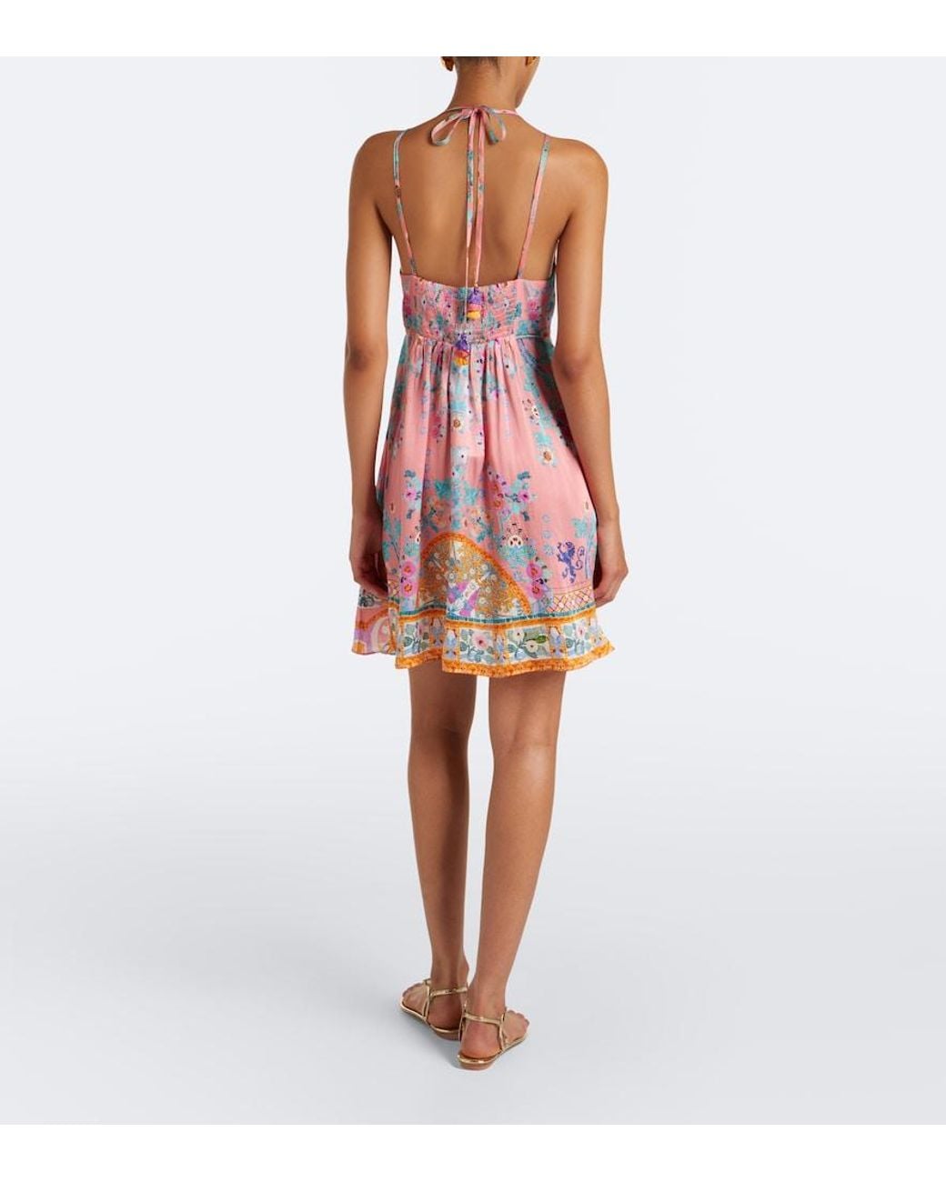 Camilla Pink Floral Embellished Silk Minidress