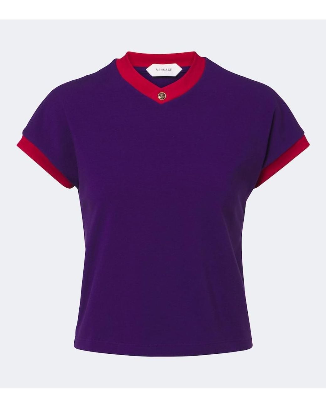 Versace Purple Medusa Cotton-Blend Jersey T-Shirt