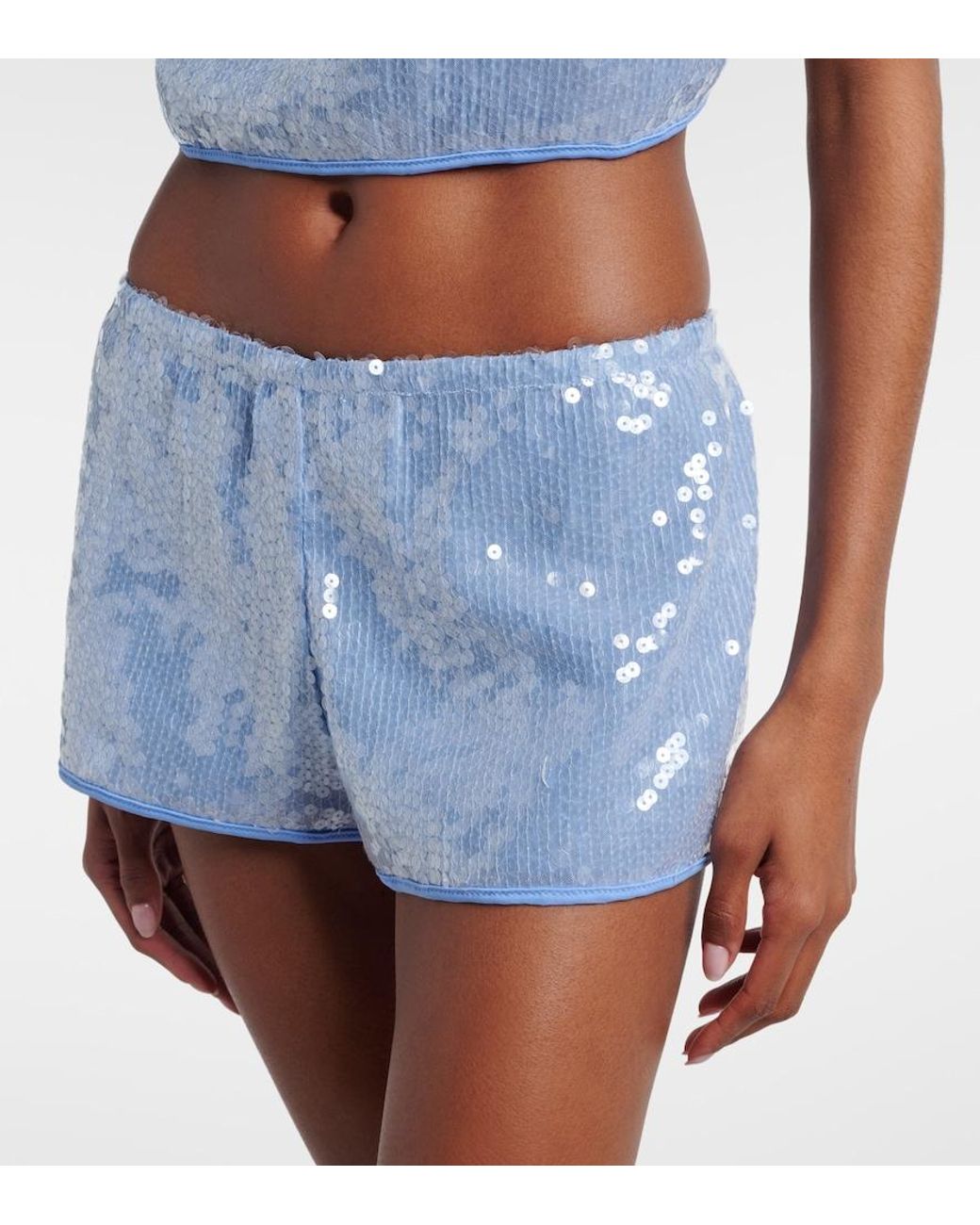 Oseree Blue Sequined Shorts