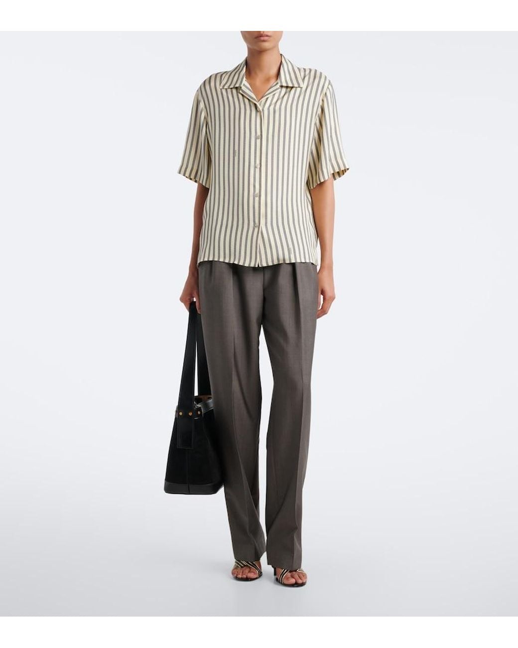 Versace Gray Wool And Mohair Straight Pants