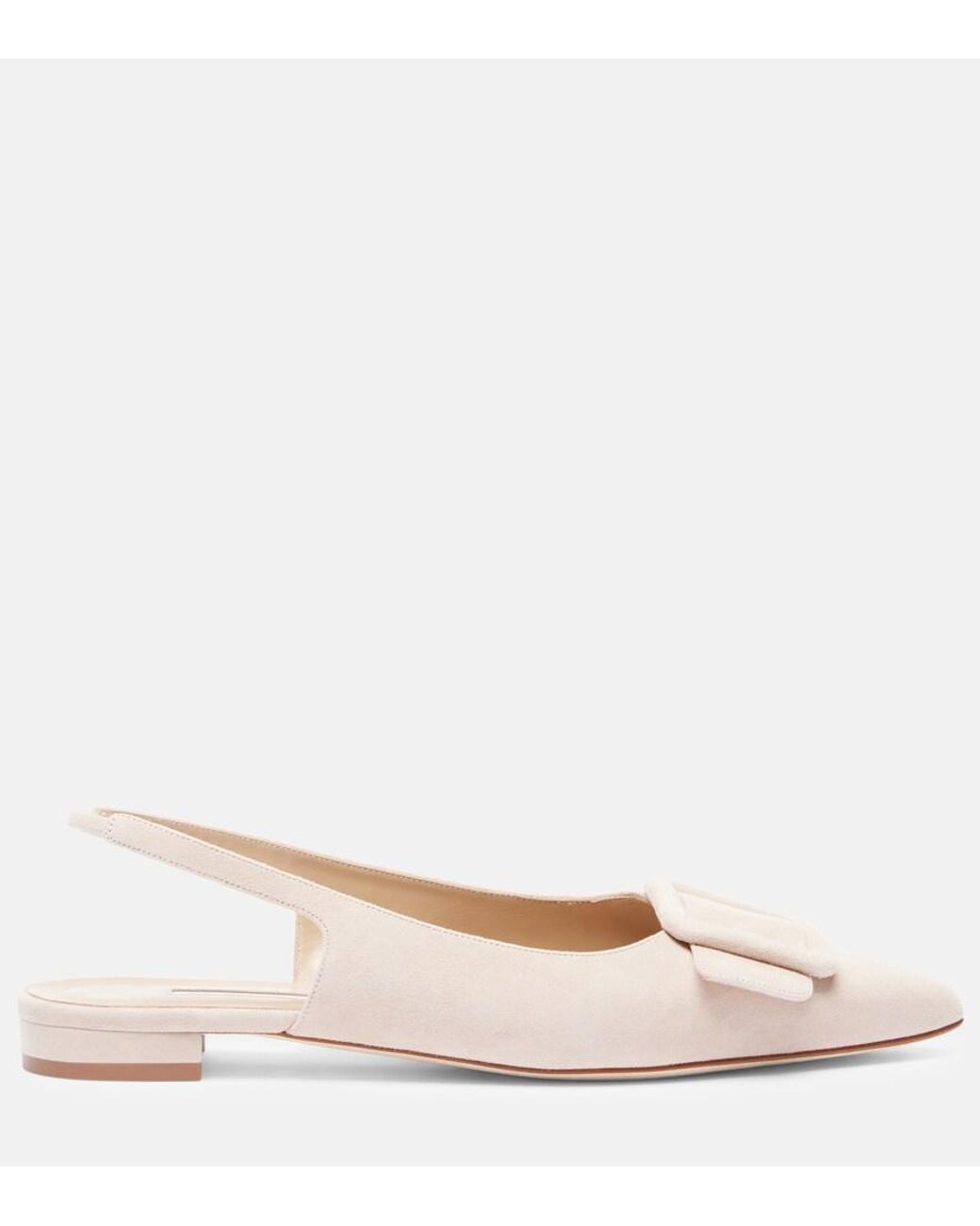 Manolo Blahnik Natural Maylura Suede Slingback Flats