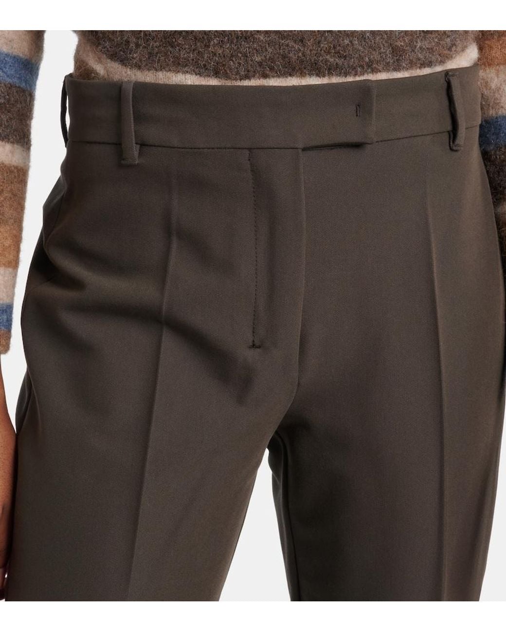 Max Mara Gray Fatina Cropped Straight Pants