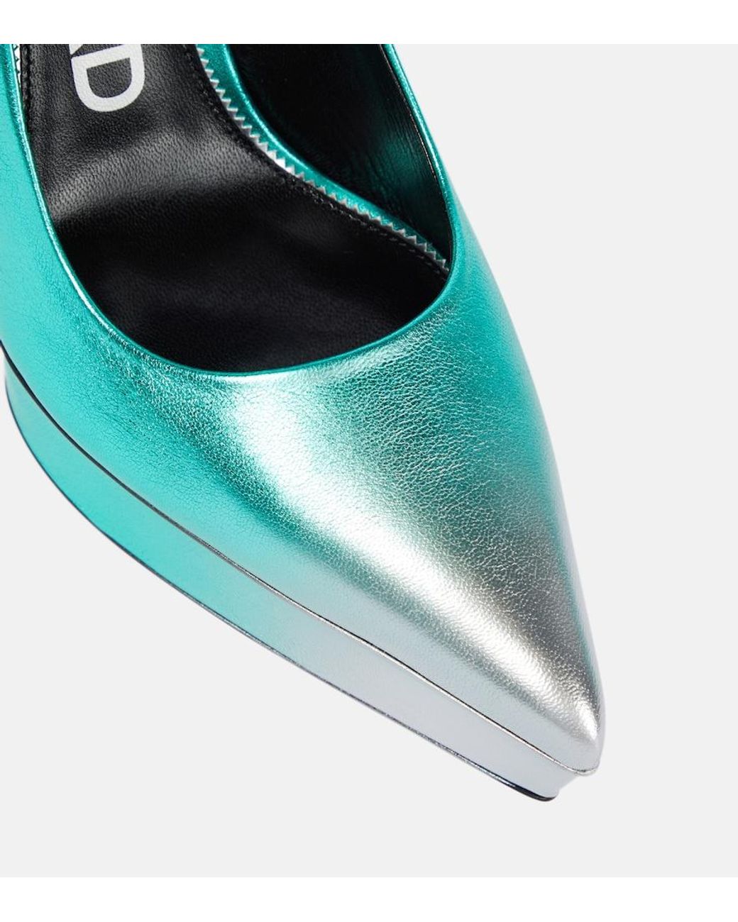Tom Ford Blue Metallic Leather Platform Pumps