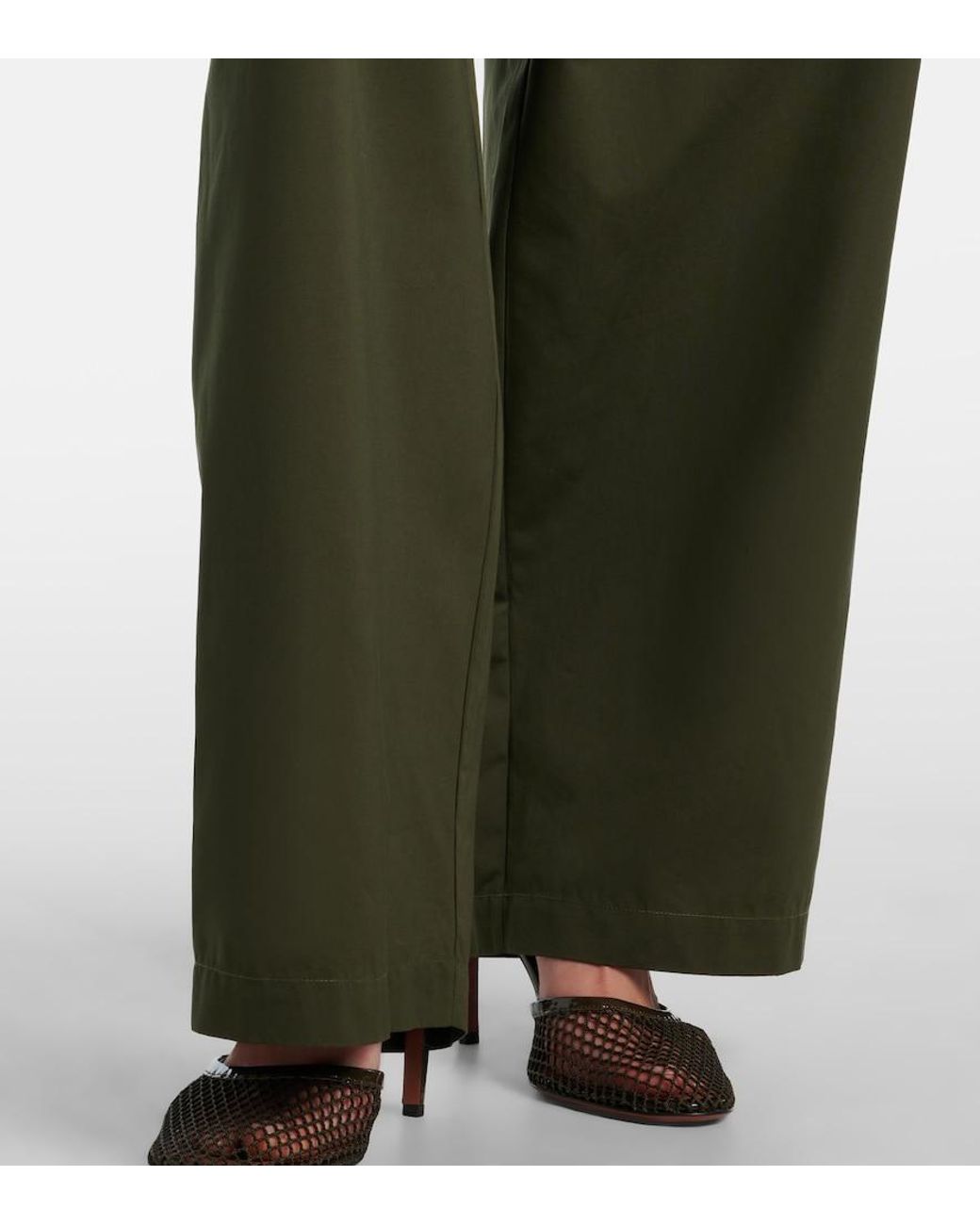 Alaïa Green Peplum Cotton Tapered Pants