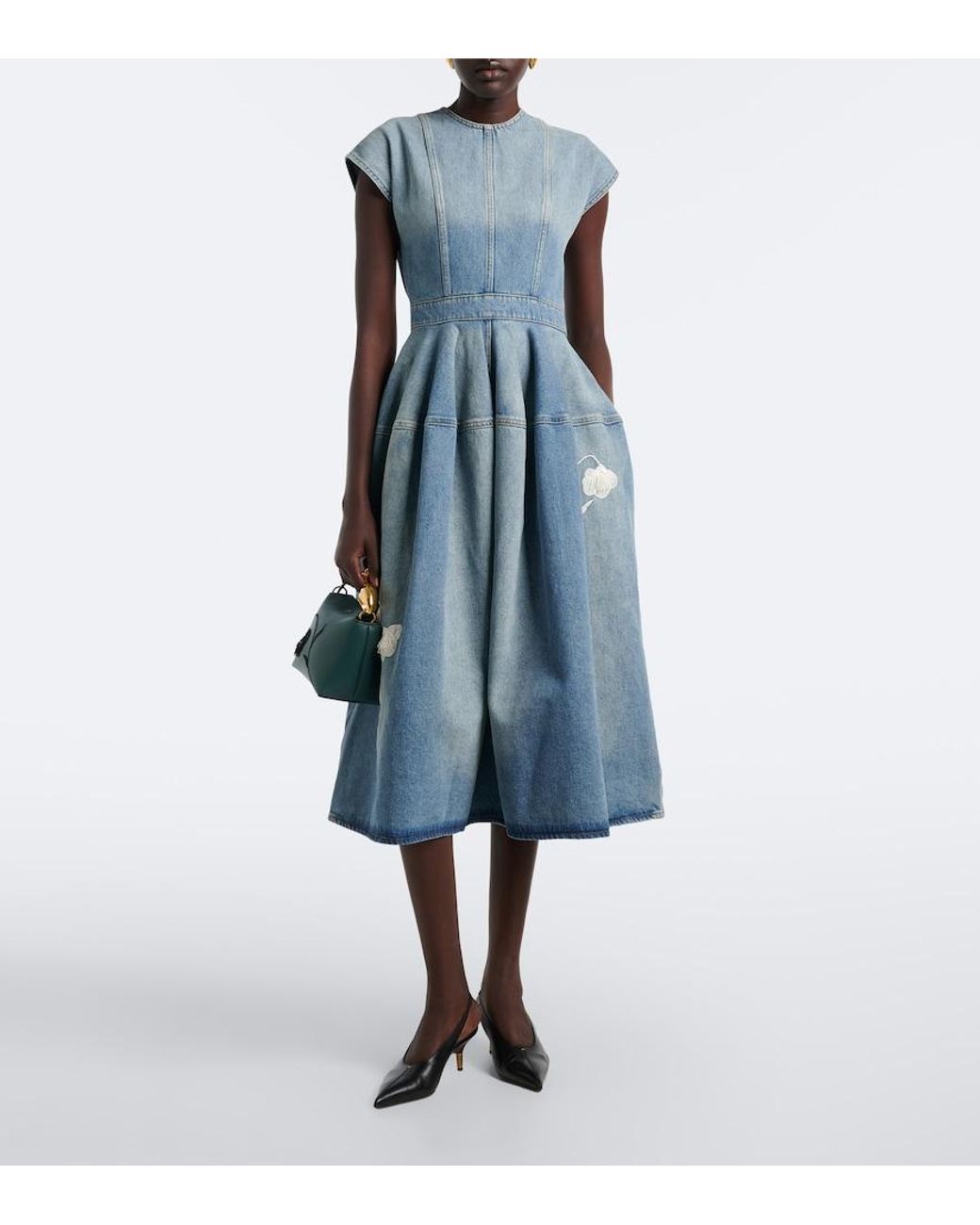 Erdem Green Bloom Mini Embroidered Leather Top-Handle Bag