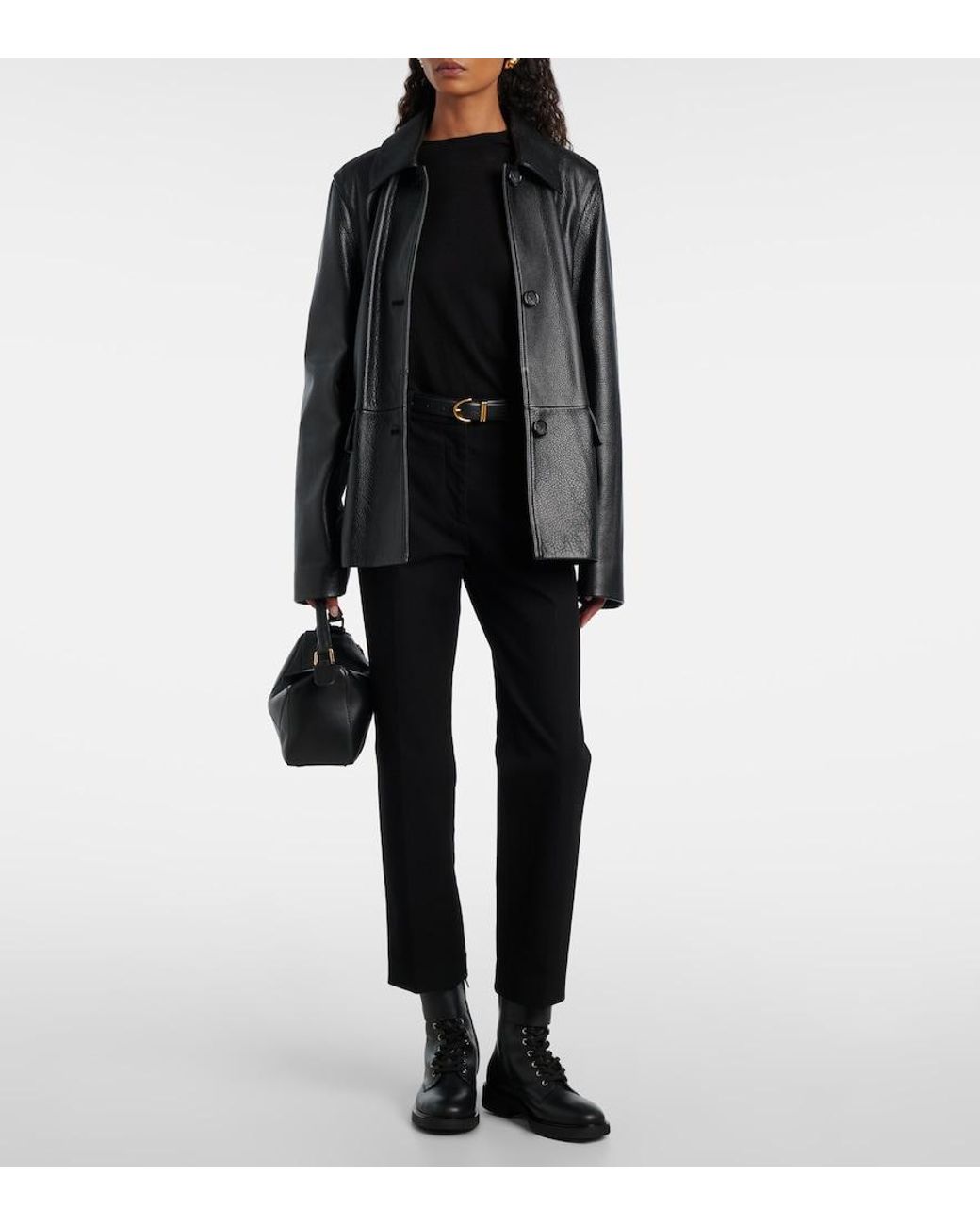 Gianvito Rossi Black Ripley Leather Combat Boots