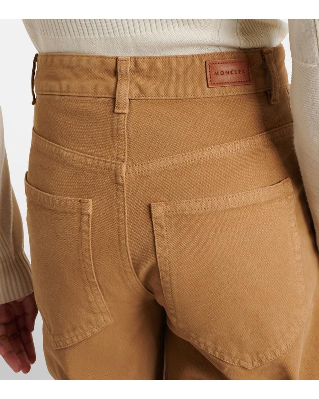 Moncler Natural High-Rise Wide-Leg Pants
