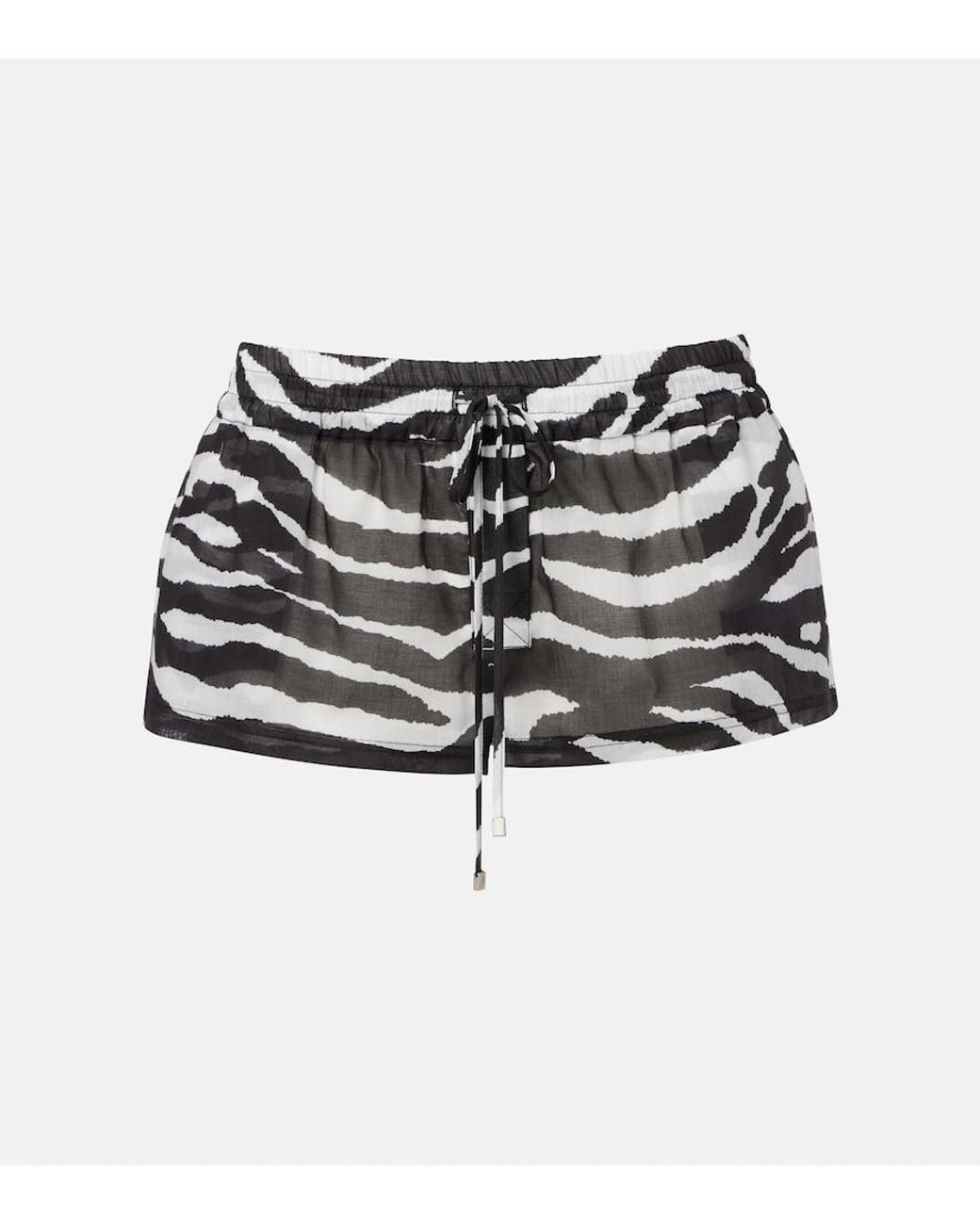 The Attico Black Zebra-Print Cotton Muslin Shorts