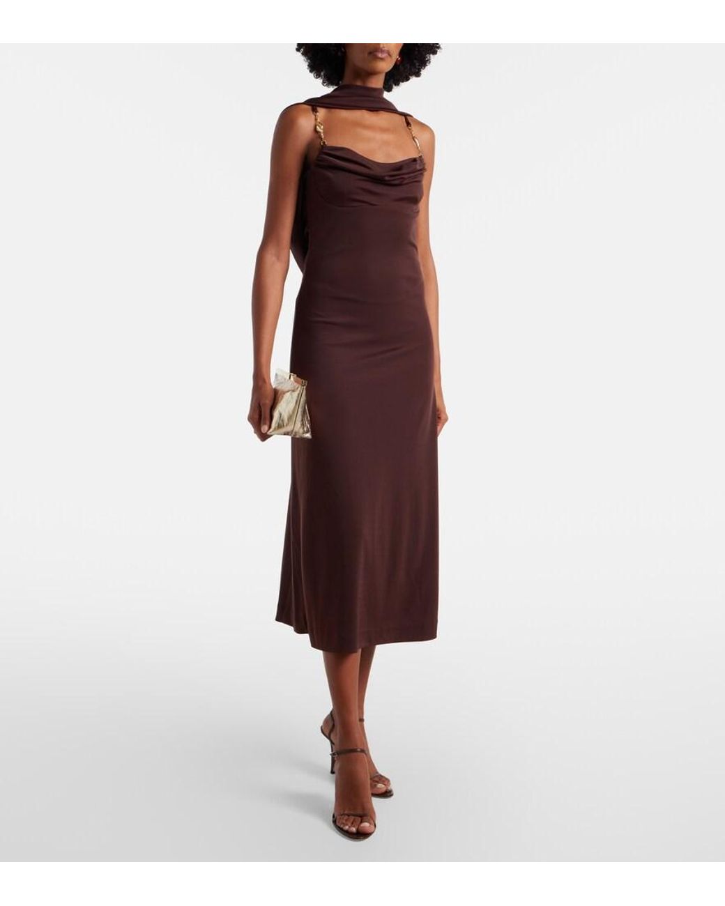 Rebecca Vallance Purple Isla Scarf-Detail Midi Dress