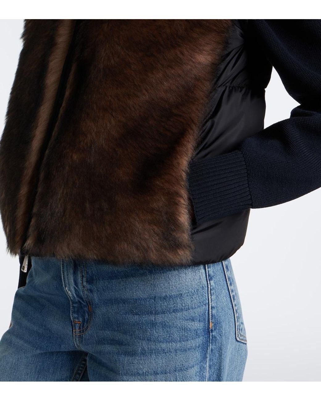 Moncler Brown Tadorne Shearling-Trimmed Down Vest
