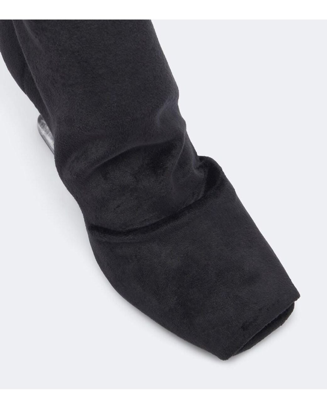 Rick Owens Black Cantilever Velvet Jersey Ankle Boots