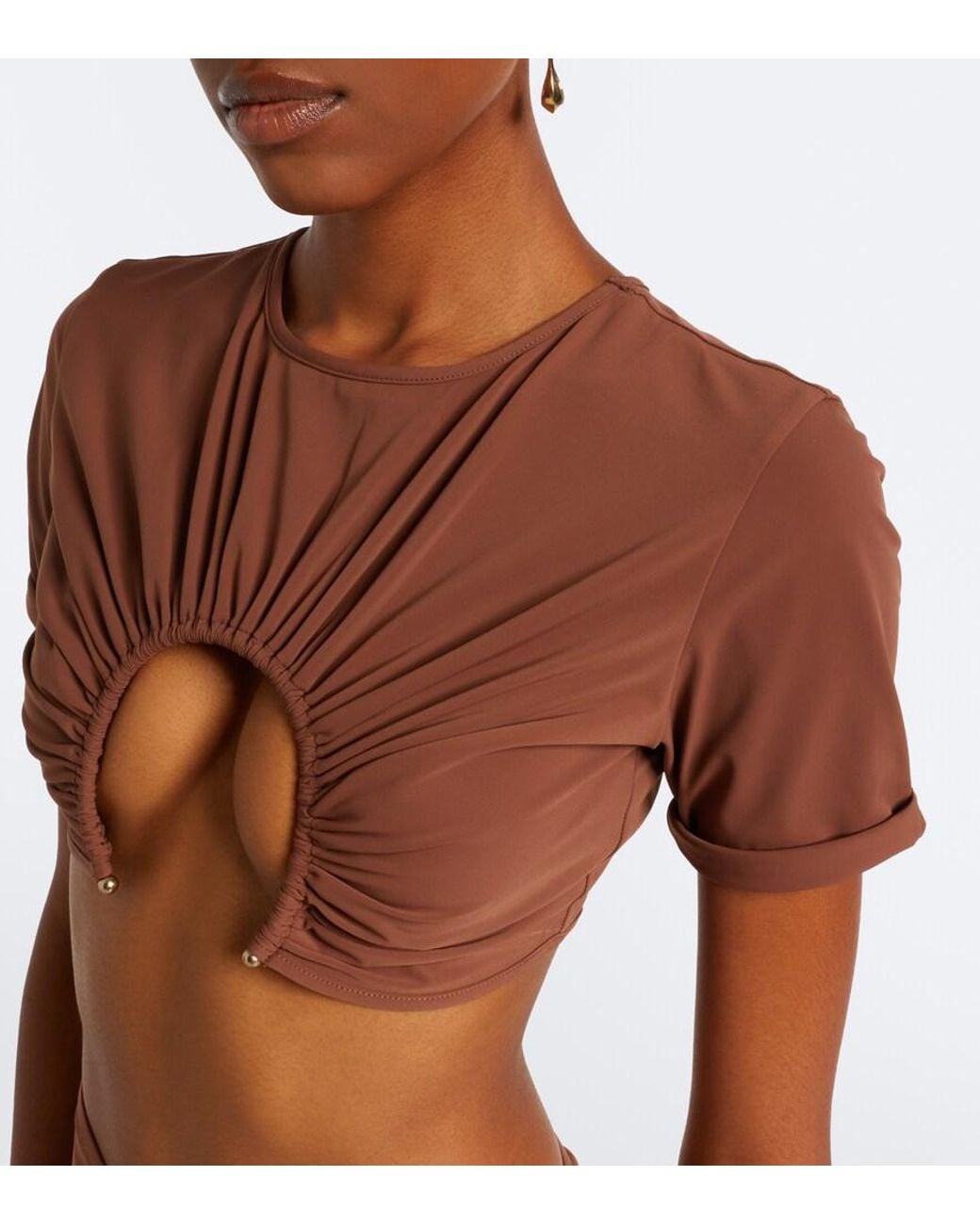 Christopher Esber Brown Cutout Bikini Top