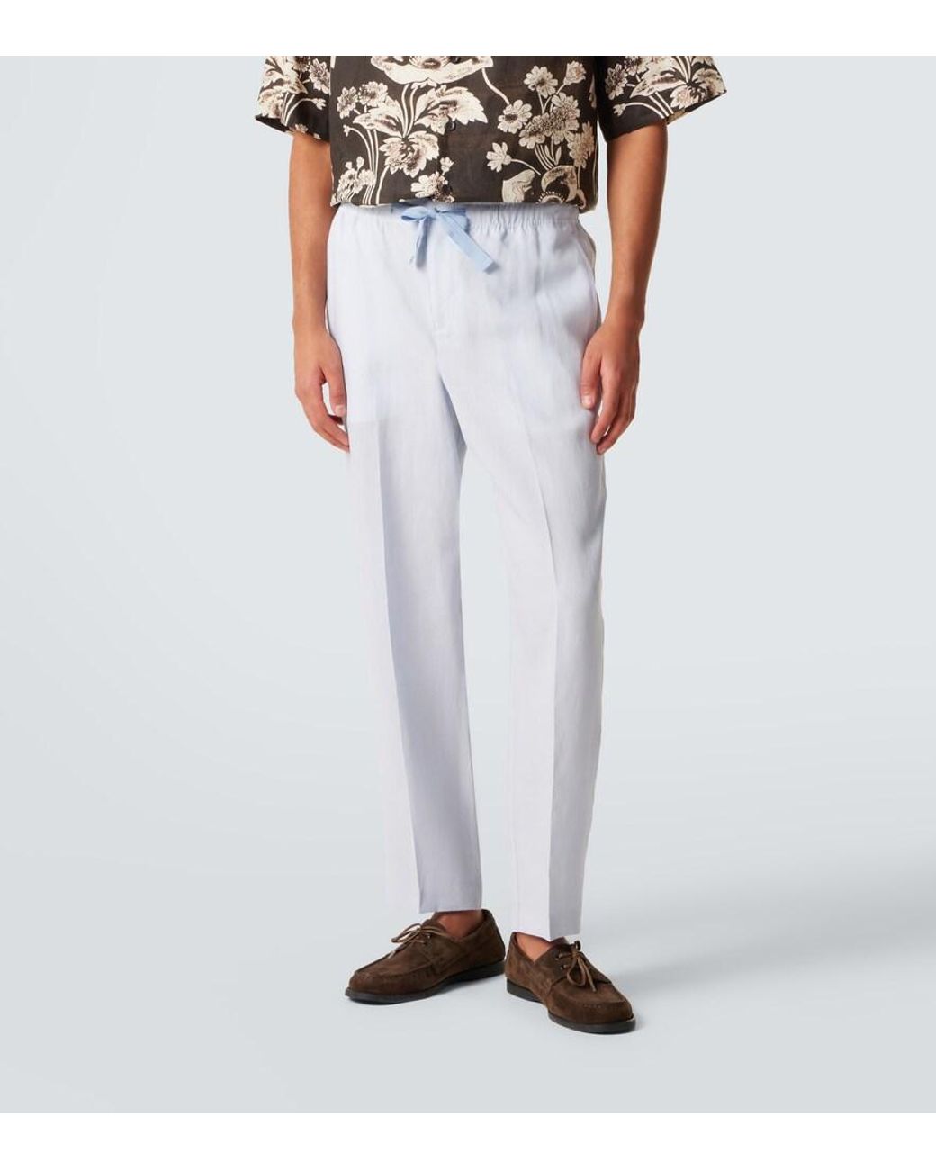 Orlebar Brown Blue Alex Linen Straight Pants for men