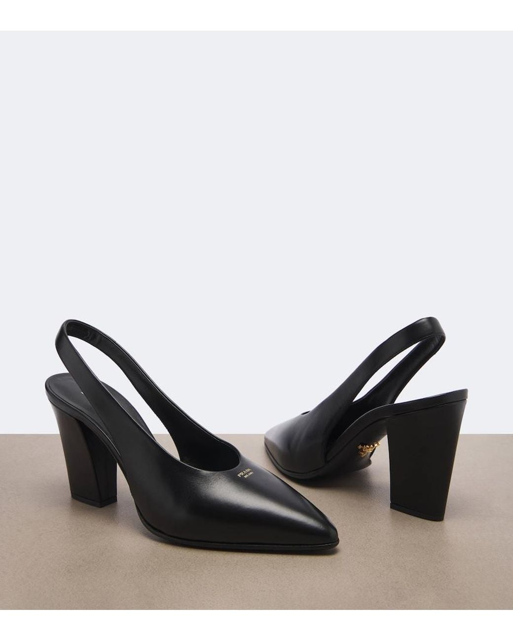 Prada Black Leather Slingback Pumps