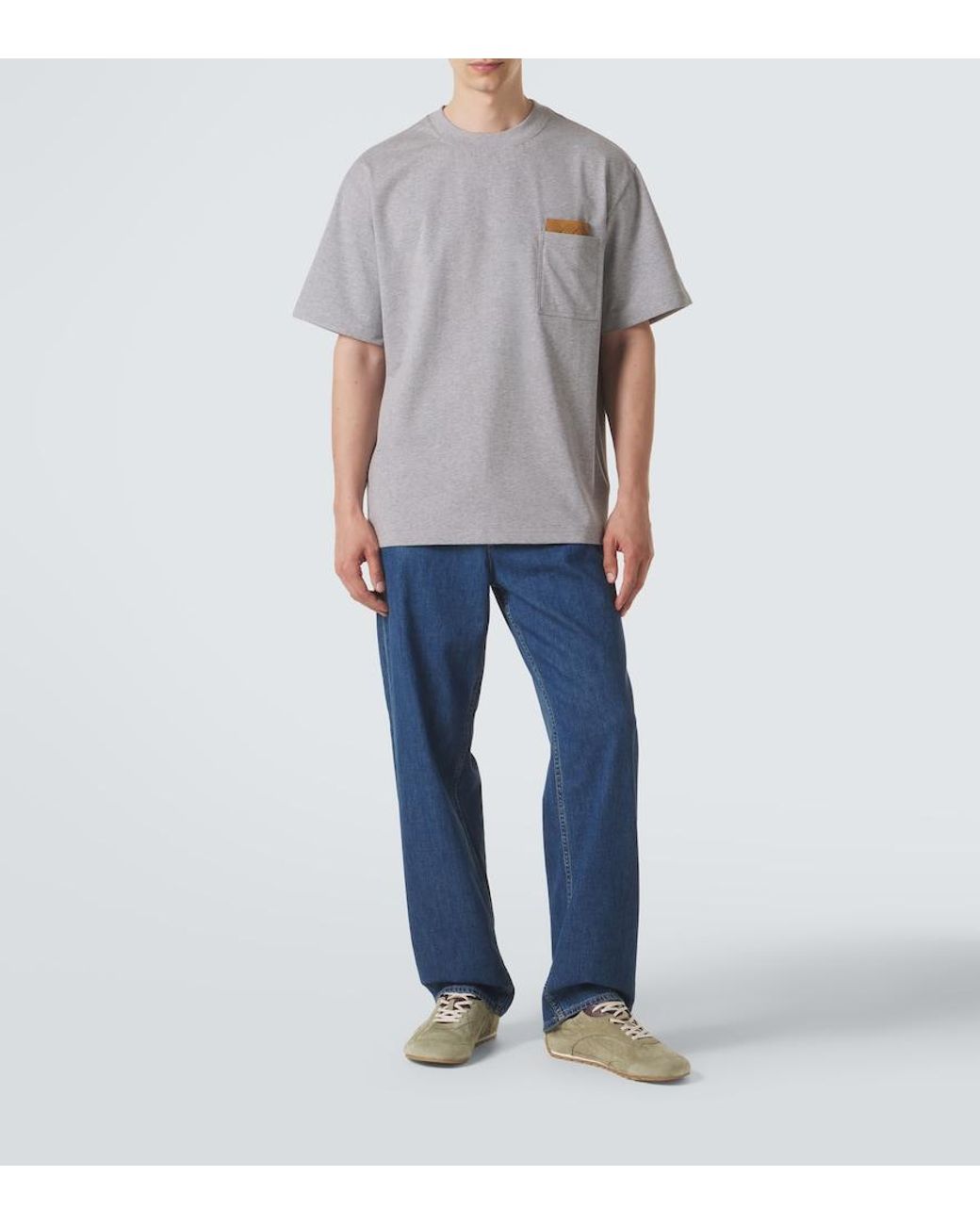Bottega Veneta Gray Intrecciato Cotton-Blend Jersey T-Shirt for men