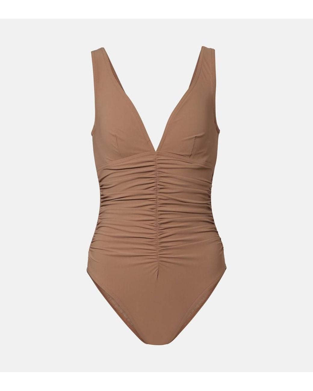 Karla Colletto Brown Smart Ruched Swimsuit