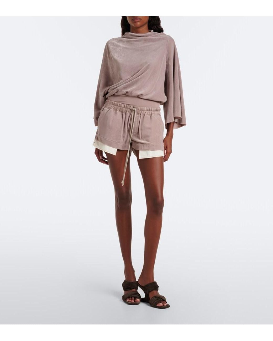 Rick Owens Pink Cylinder Draped Velvet Top