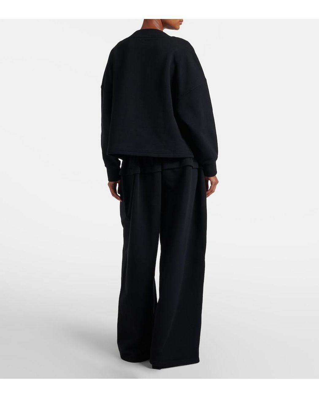 Alaïa Black Wide-Leg Cotton Sweatpants
