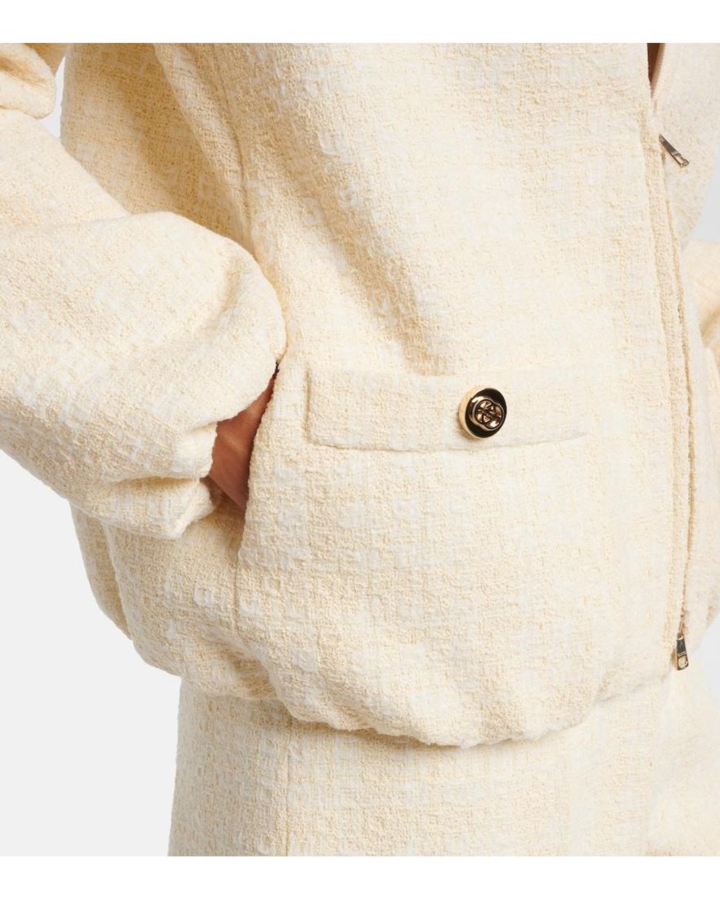 Gucci Natural Checked Cotton-Blend Tweed Jacket